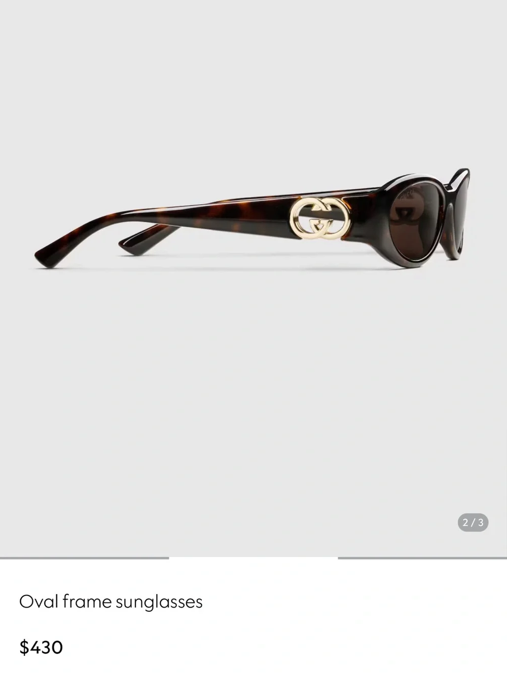 Gucci Tortoiseshell Oval Sunglasses with Brown Lenses